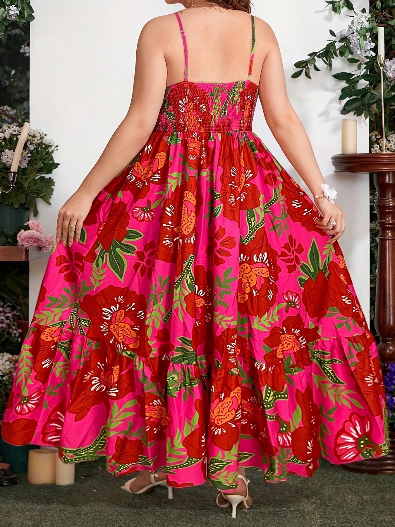 Women's Plus Size Floral Midi Dress