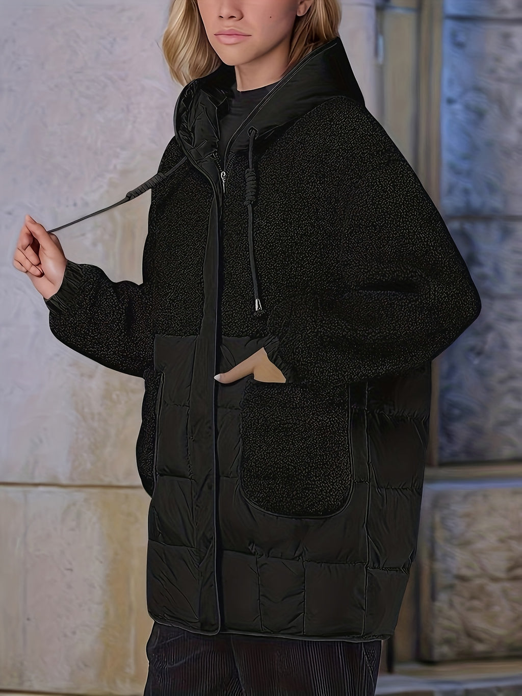 Women's Elegant Thickened Winter Coat - Long Sleeve, Solid Color, Regular Fit