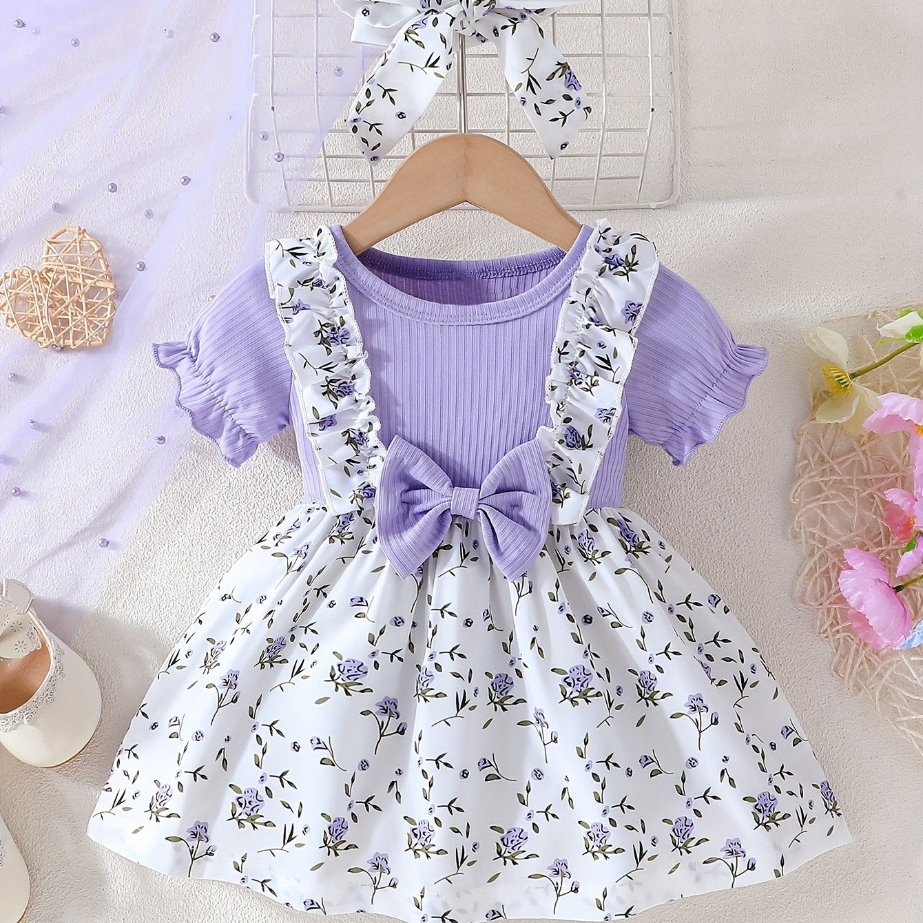 Lightweight Floral Print Summer Dress for Baby Girl