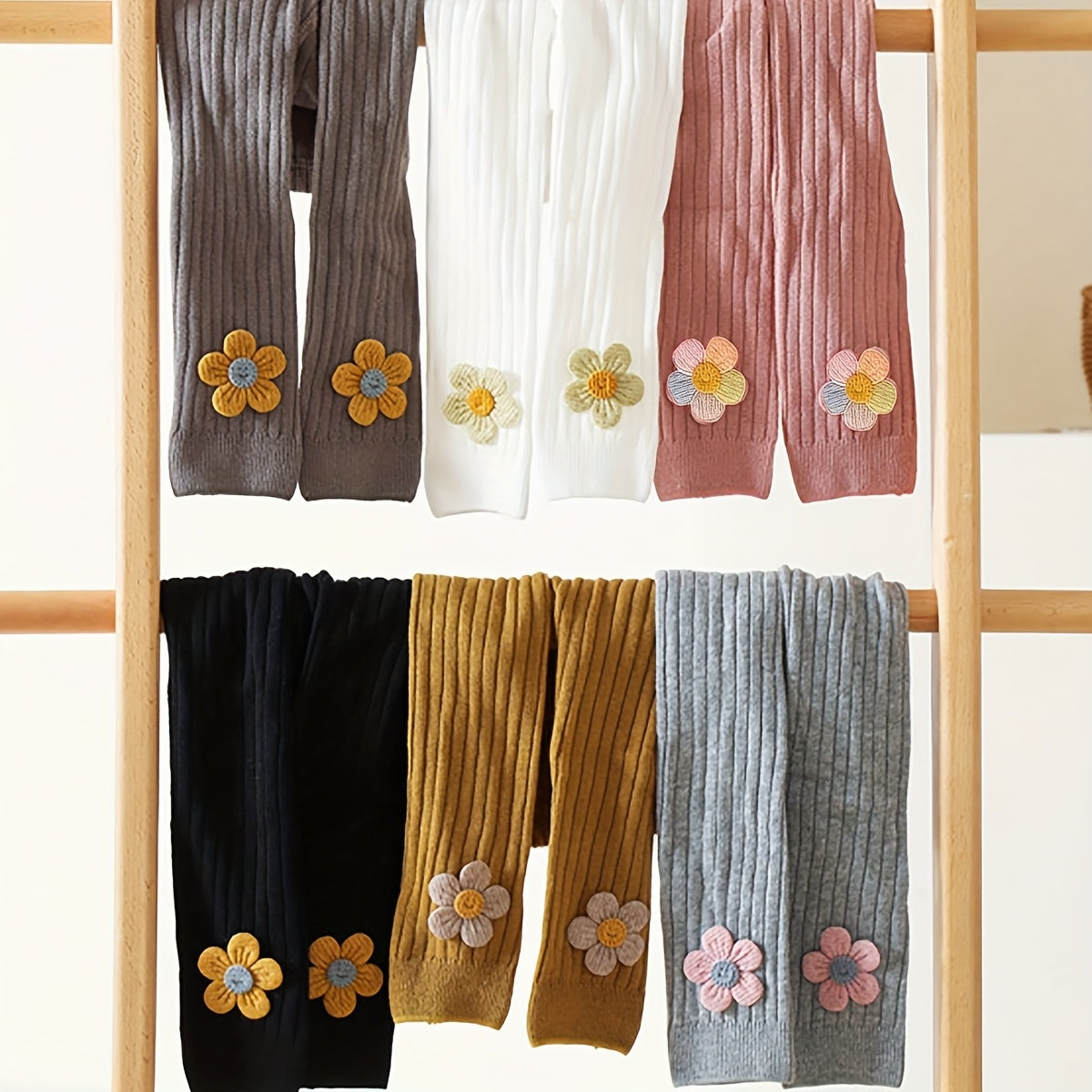 6pcs Girls' Stretchy Floral Leggings