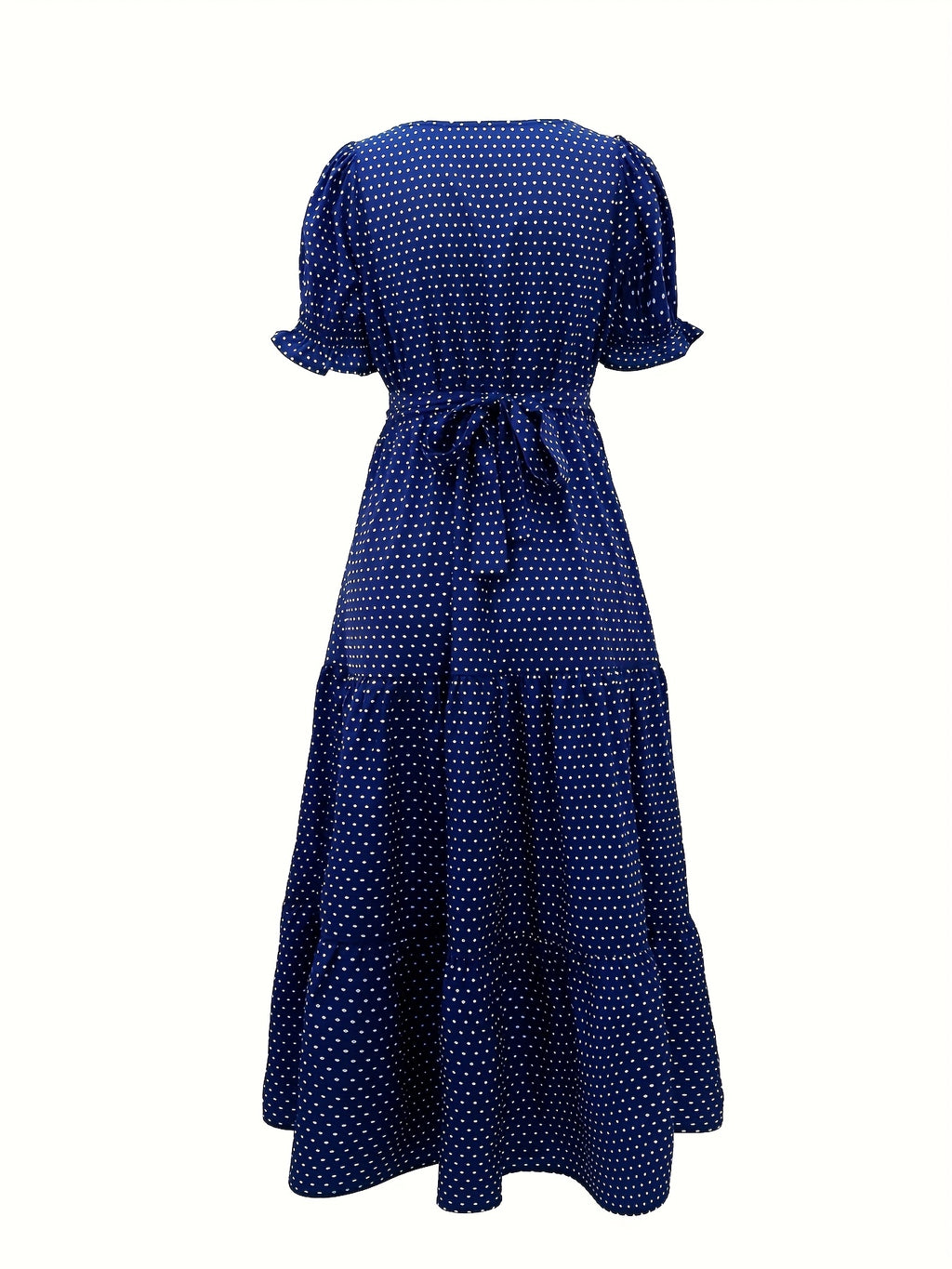 Women's Puff Sleeve A-Line Dress with Adjustable Waist Belt - Square Neck Casual Vacation Dress for Spring/Summer