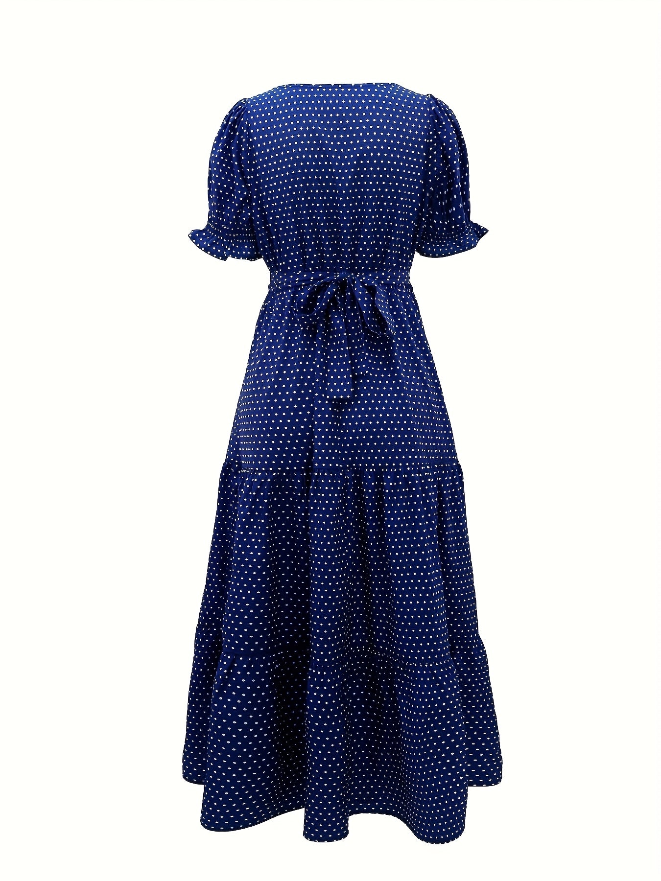 Women's Puff Sleeve A-Line Dress with Adjustable Waist Belt - Square Neck Casual Vacation Dress for Spring/Summer