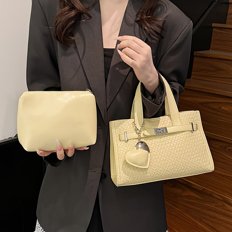 1pc Women’s Shoulder Bag with Woven Ripples
