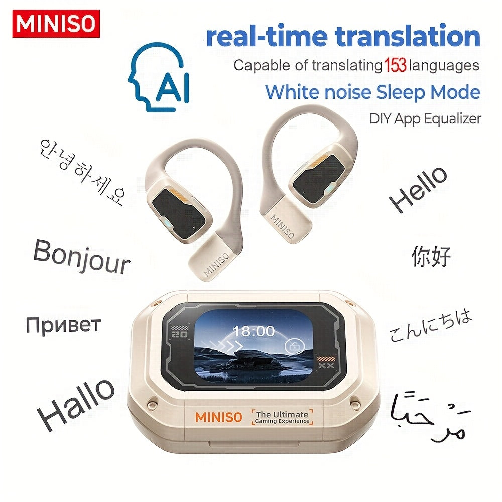 AI Wireless Earbuds with Real-Time Translation, Touch Controls & Detachable Mic