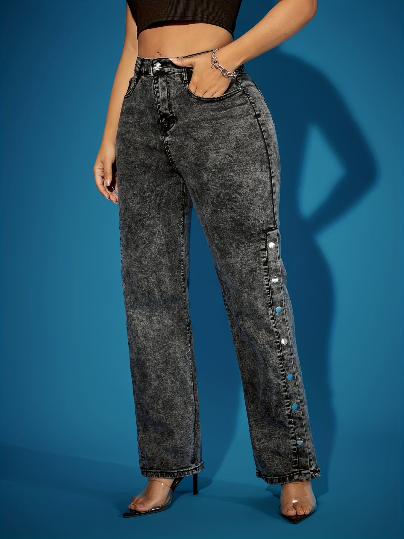 Women's Vintage-Style High-Waisted Straight-Leg Jeans