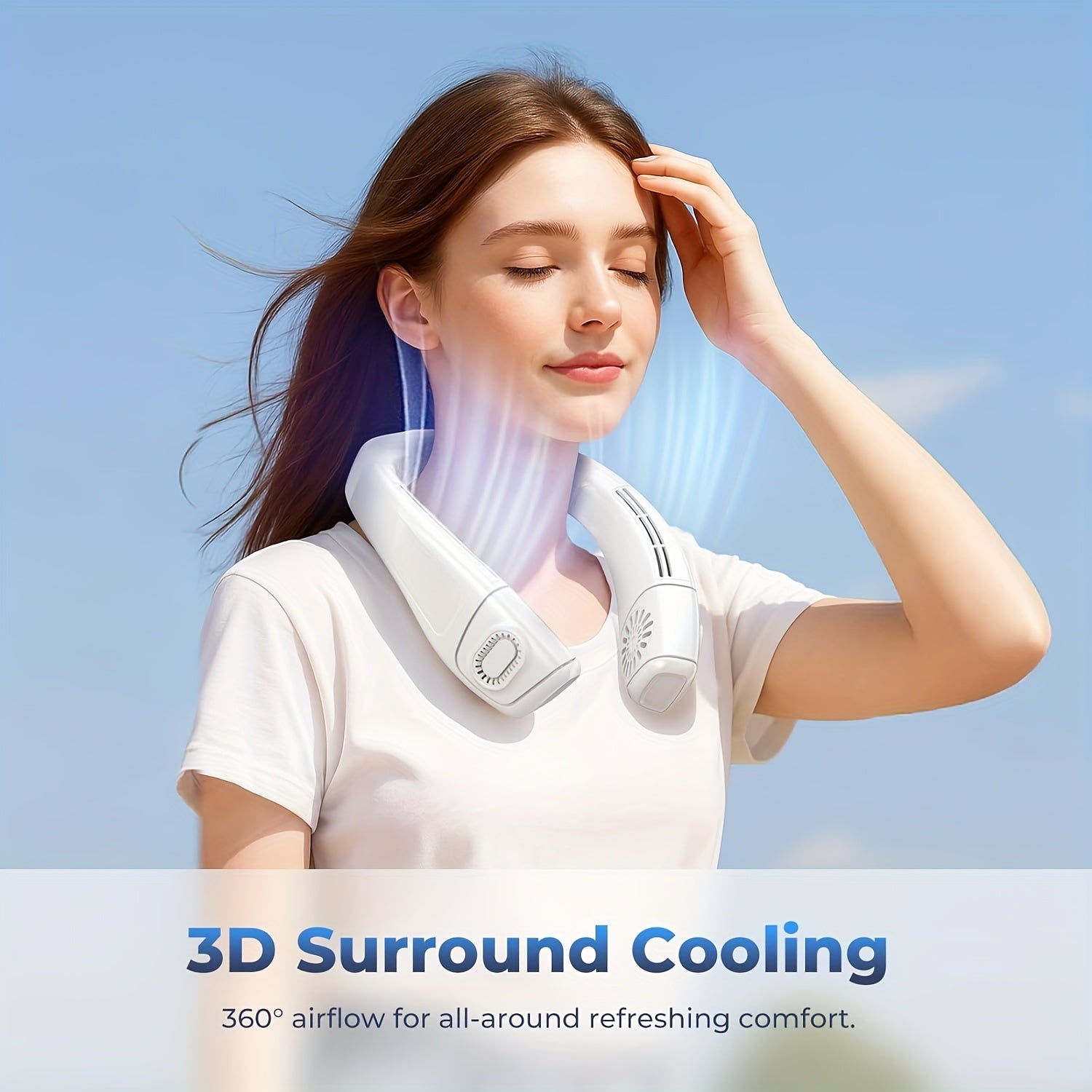 5200mAh Portable Air Conditioner Neck Fan | 3D Wind & LED Screen, Type-C Rechargeable