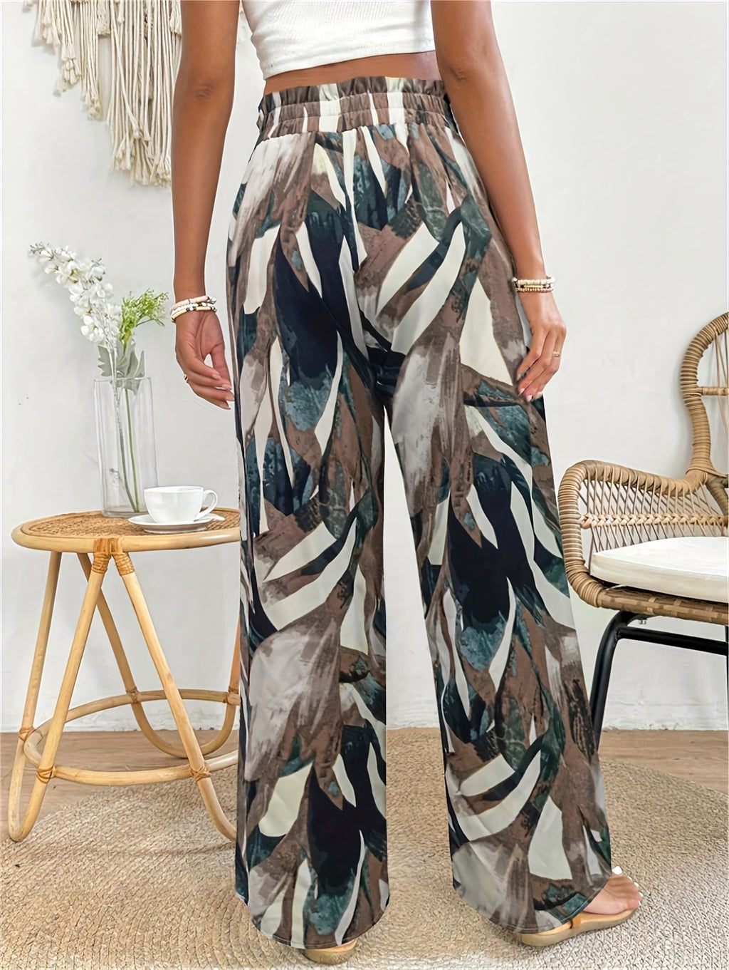 Women's Bohemian Paisley Print Wide-Leg Pants