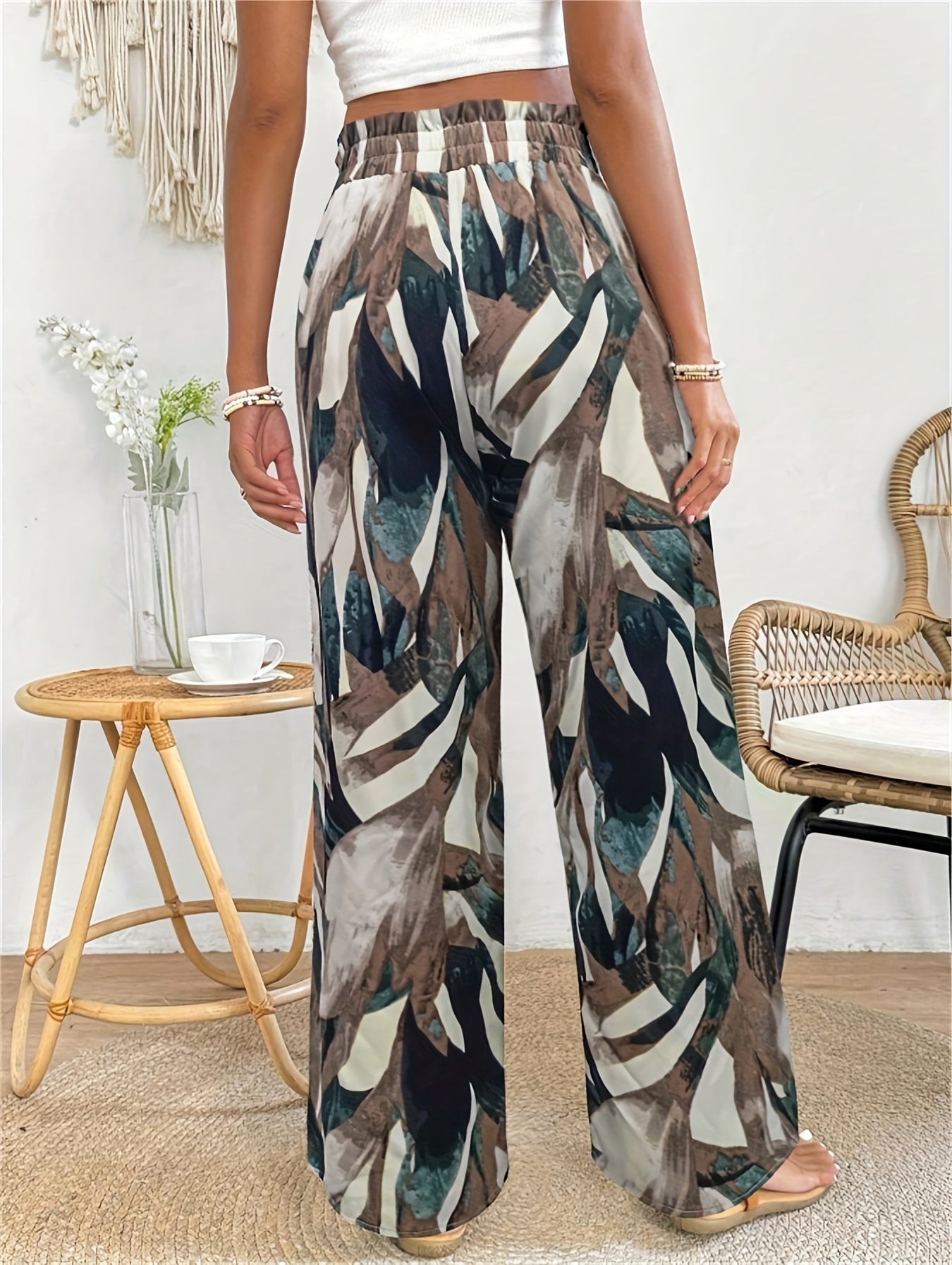 Women's Bohemian Paisley Print Wide-Leg Pants