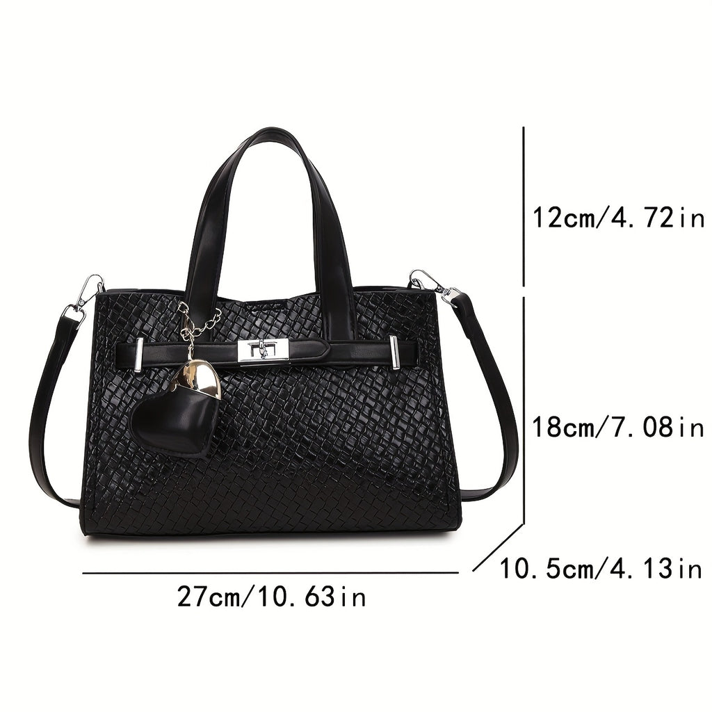 1pc Women’s Shoulder Bag with Woven Ripples