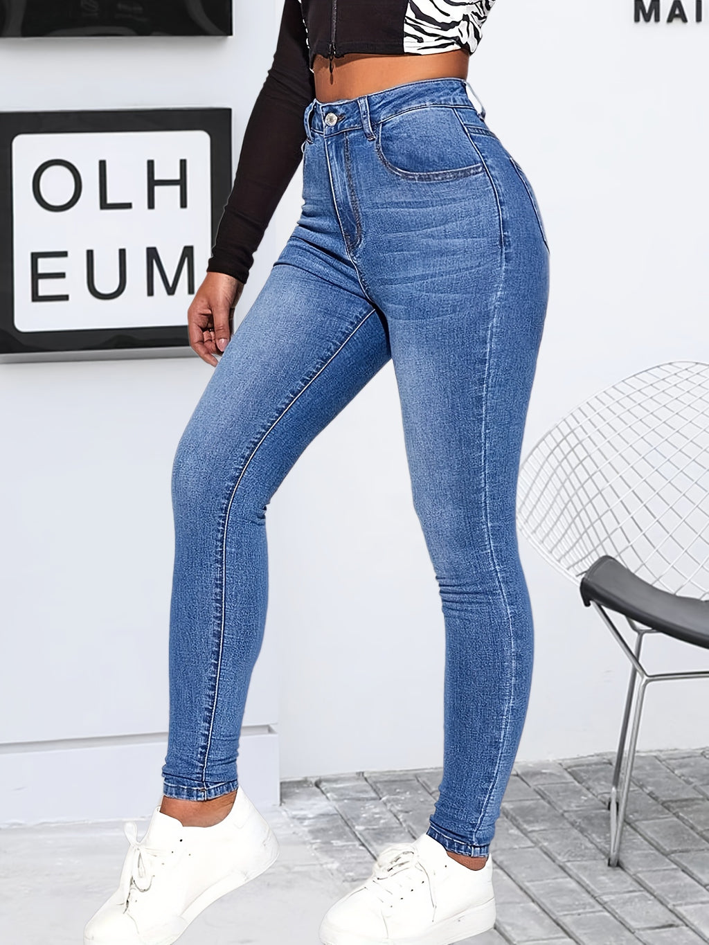 High Rise Stretchy Skinny Jeans for Women