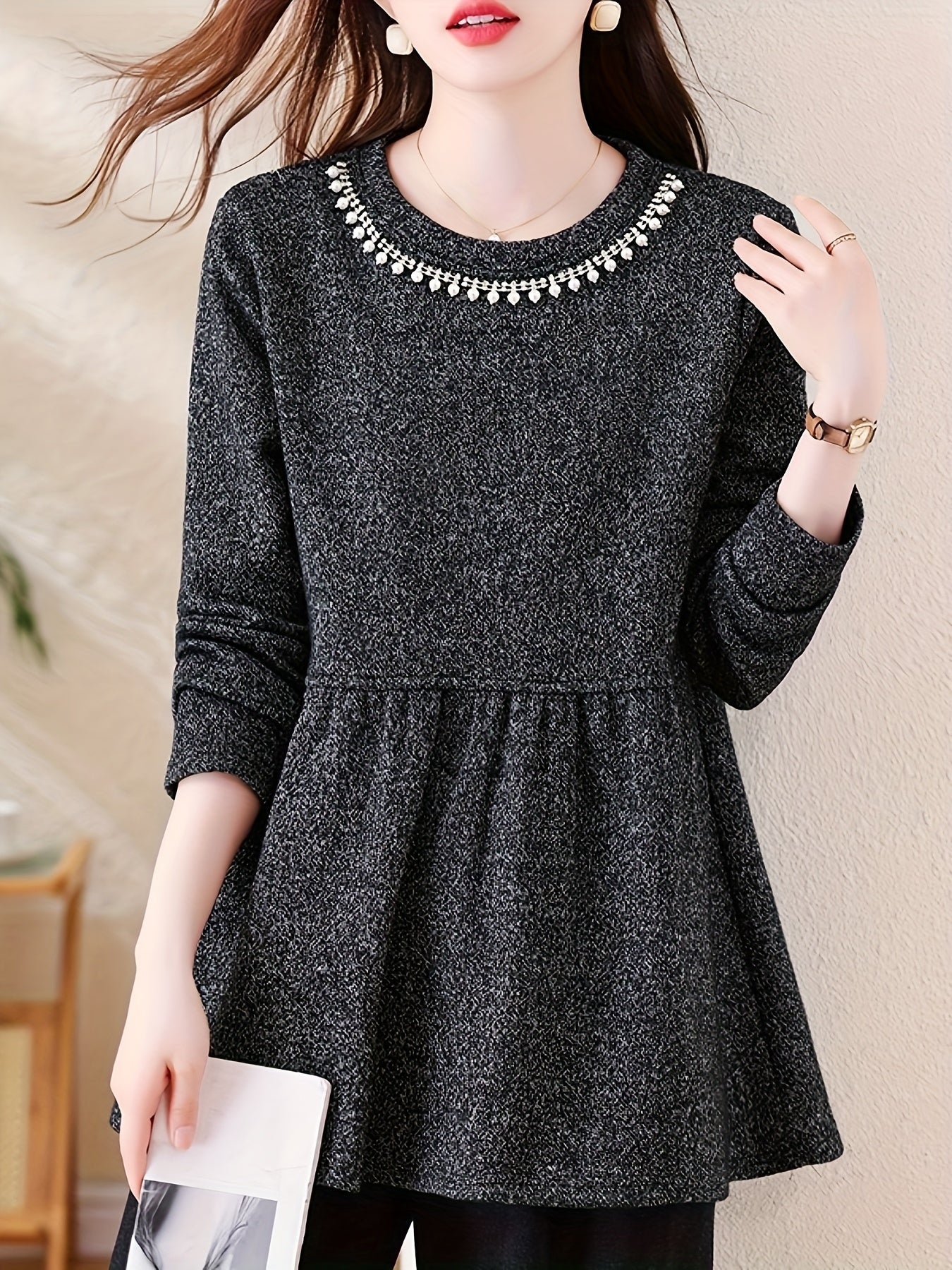 Winter Jacket with -like Faux Shearling Collar & - Longline Coat for Cold Weather