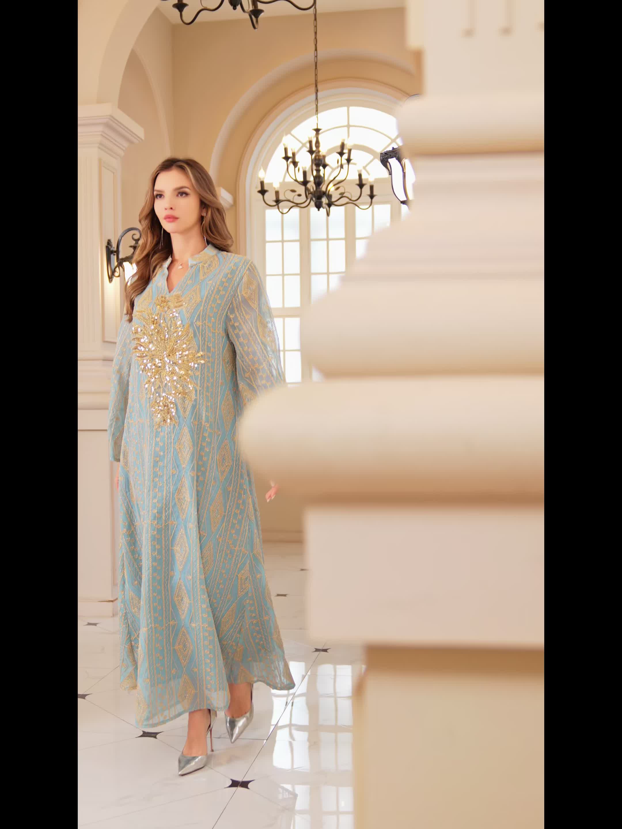 Women's Elegant Long Sleeve Abaya Robe
