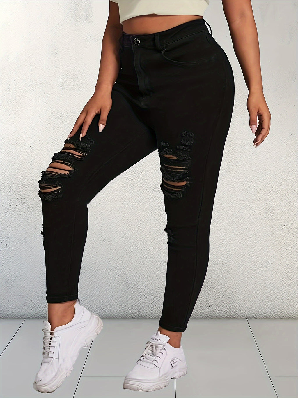Women's High-Waisted Skinny Jeans - Stretchy Non-See-Through Leggings