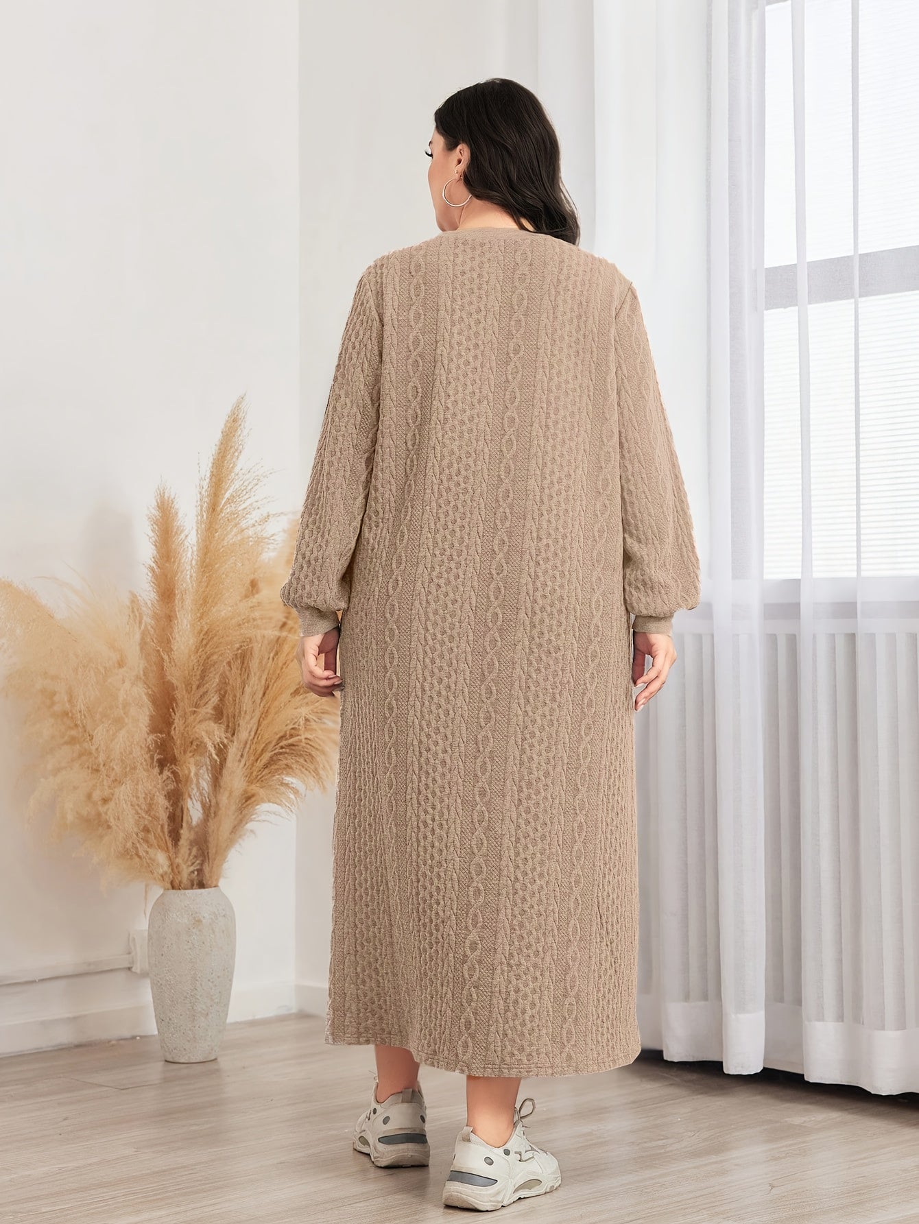 Women's Plus Size Textured Sweatshirt Dress