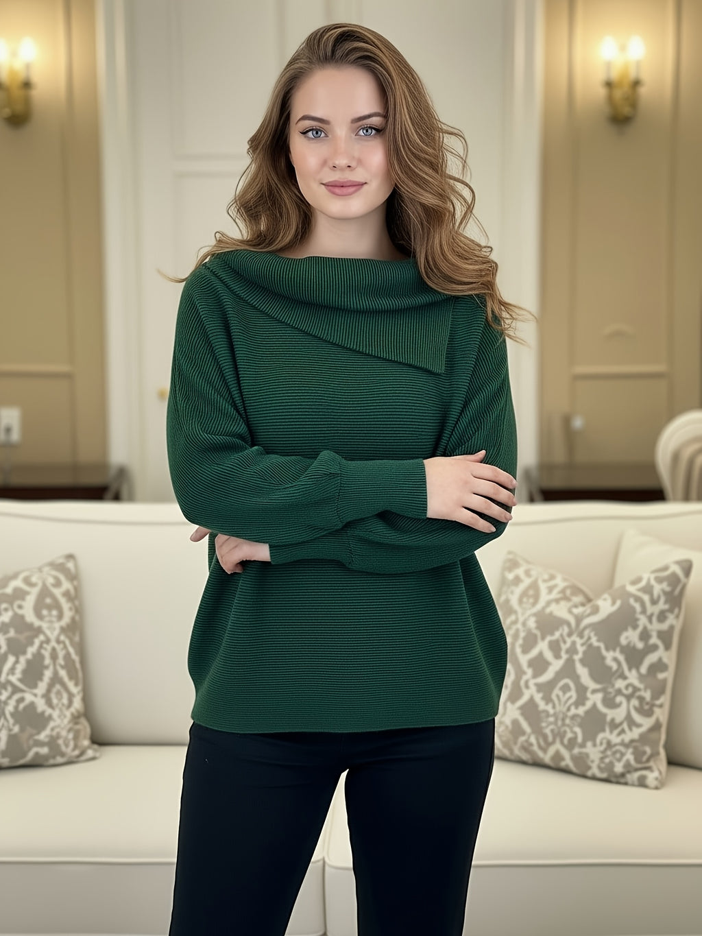 Loose-Fitting, Stylish, Casual Scarf-Neck Pullover Shirt | Perfect for Autumn and winter