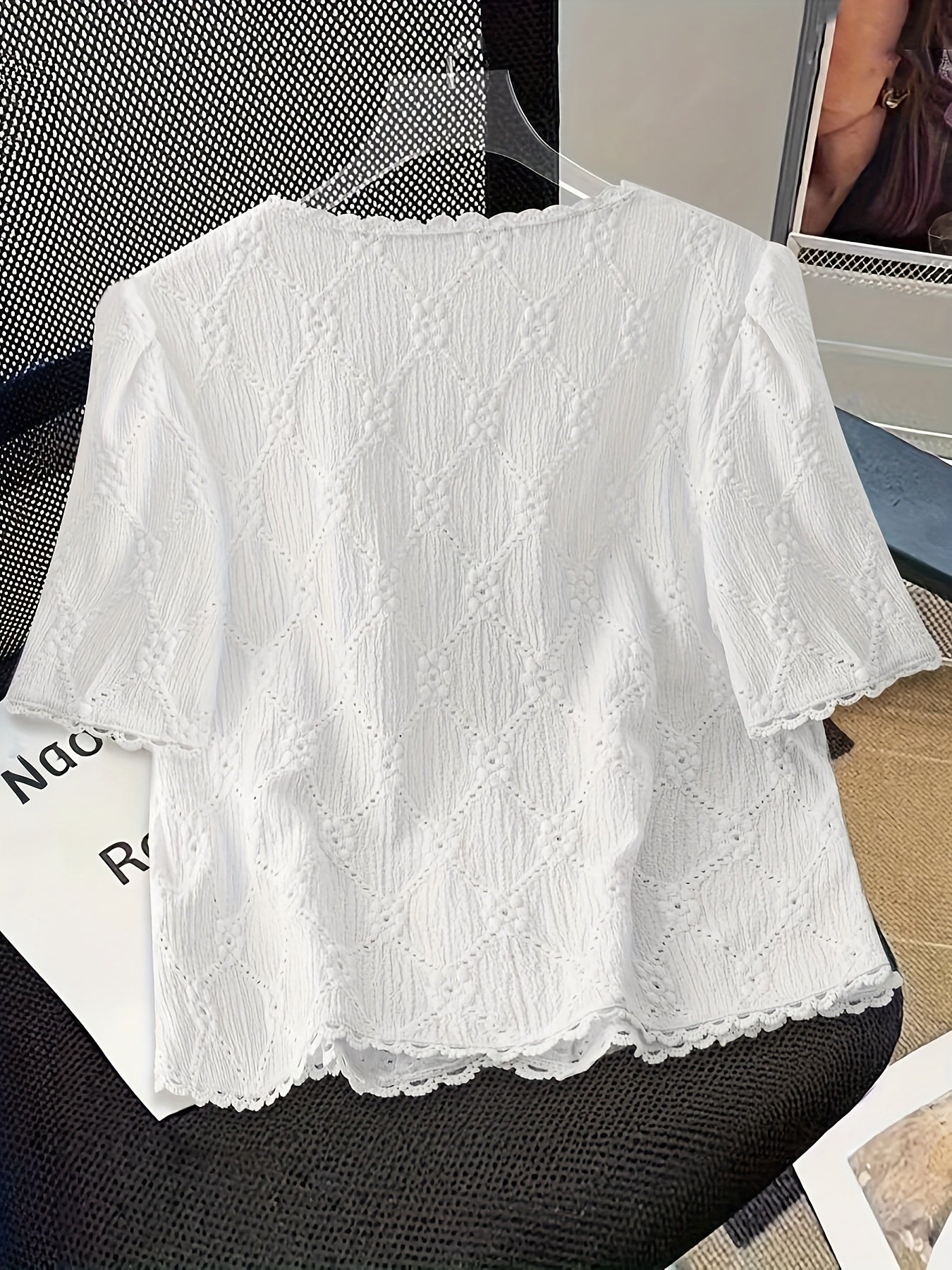 Women's Elegant V-Neck Short Sleeve Blouse