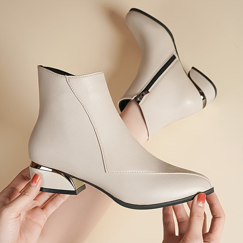 New Thick-Heel Short Boots for Women with Pointed Toe