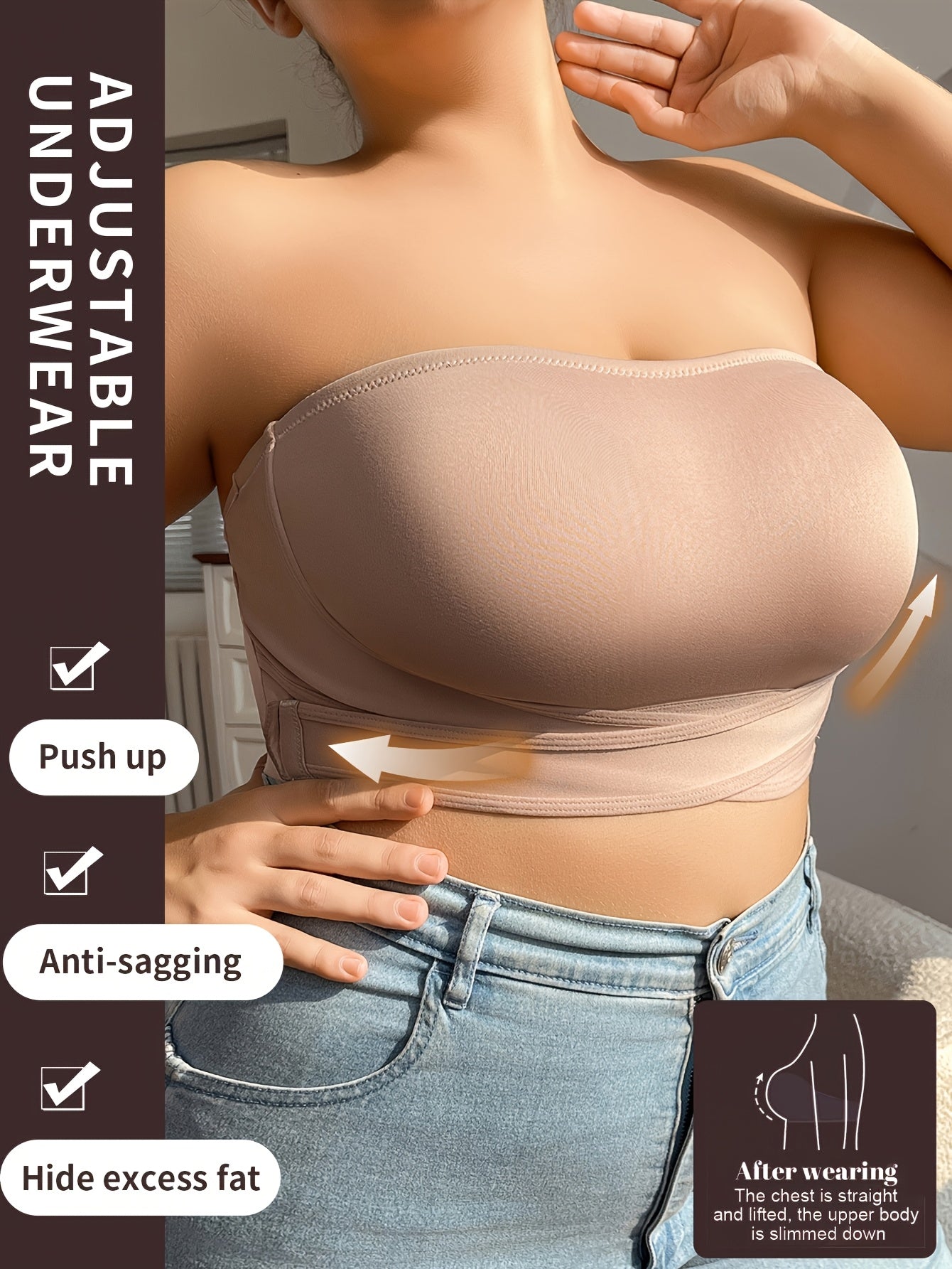 Seamless Strapless Bandeau Bra for Women