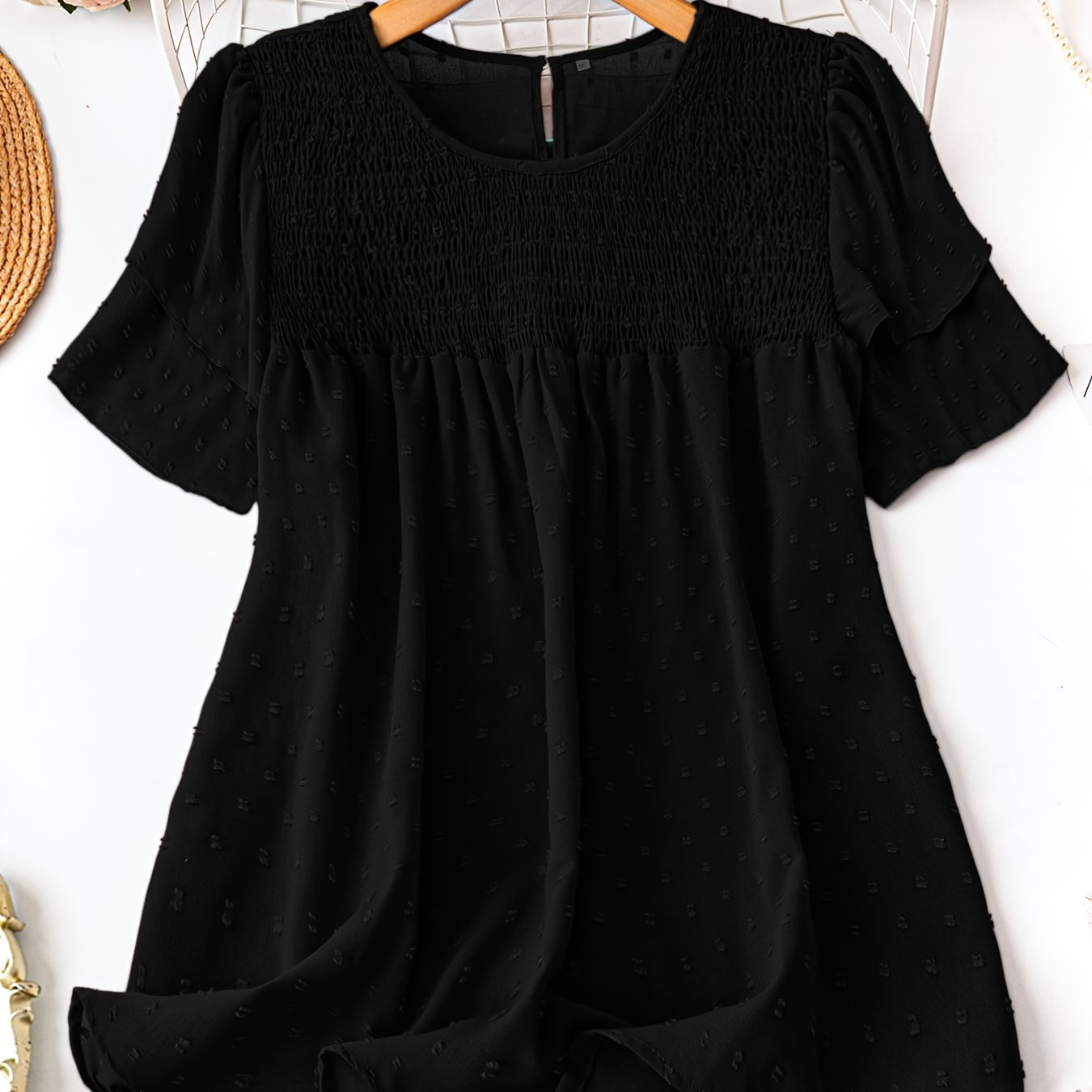 Women's Plus Size Jacquard Polka Dot Shirt