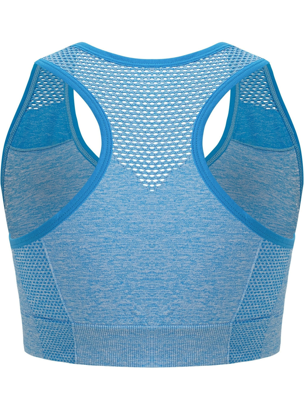 3pcs Plus Size Sports Bras, Polyamide Blend, Hollow Mesh Design, Low Support, Removable Padding, Crew Neck, Medium Stretch, Knit Fabric,
