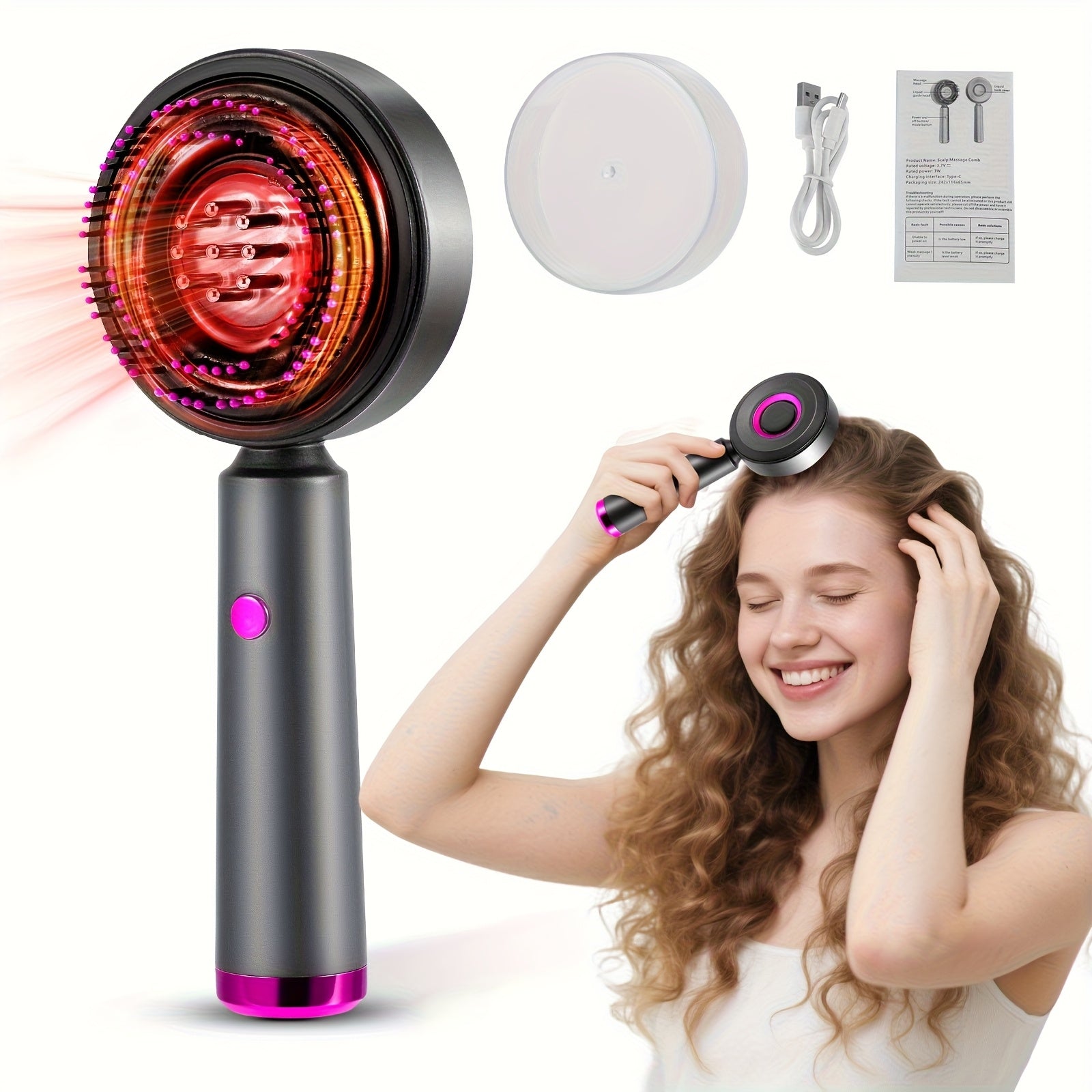 Scalp Massage Brush, Hair Straightening Comb, 3-in-1