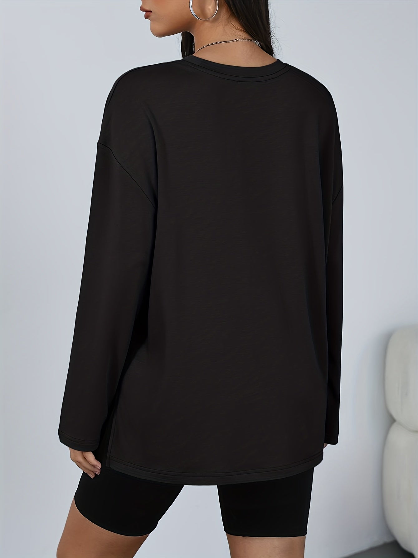 Oversized Three-Piece Women's Comfortable Top Casual Basic Side Slit Shirt Loose