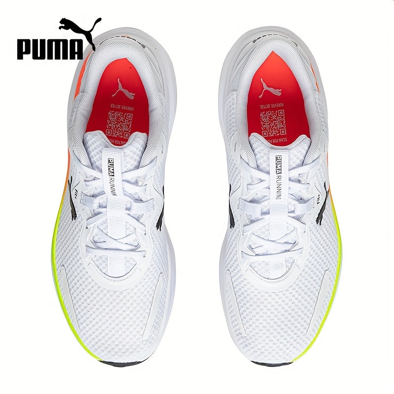 PUMA Unisex Sneakers - Low-Top Gym Sneakers in White/Black/Neon Green Accent - Breathable Fabric Upper