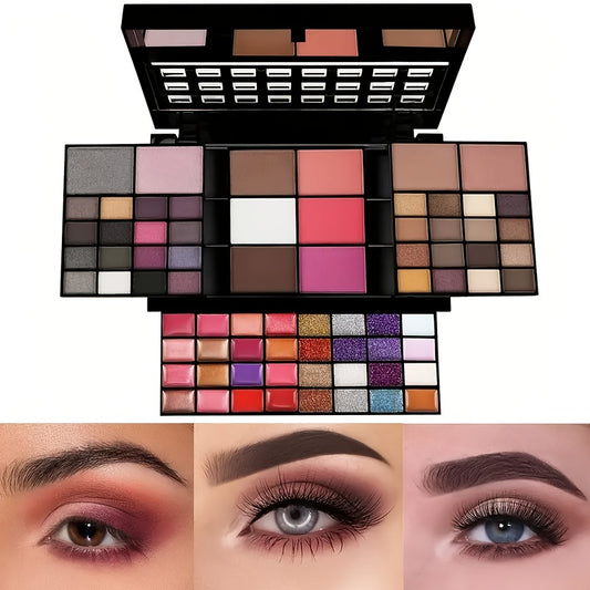 74-Color High-Gloss Eye Shadow Plate - Veronni Multi-Purpose Ultra-Multi-Color Brightening Makeup Set with Red Shadow Repair Capacity