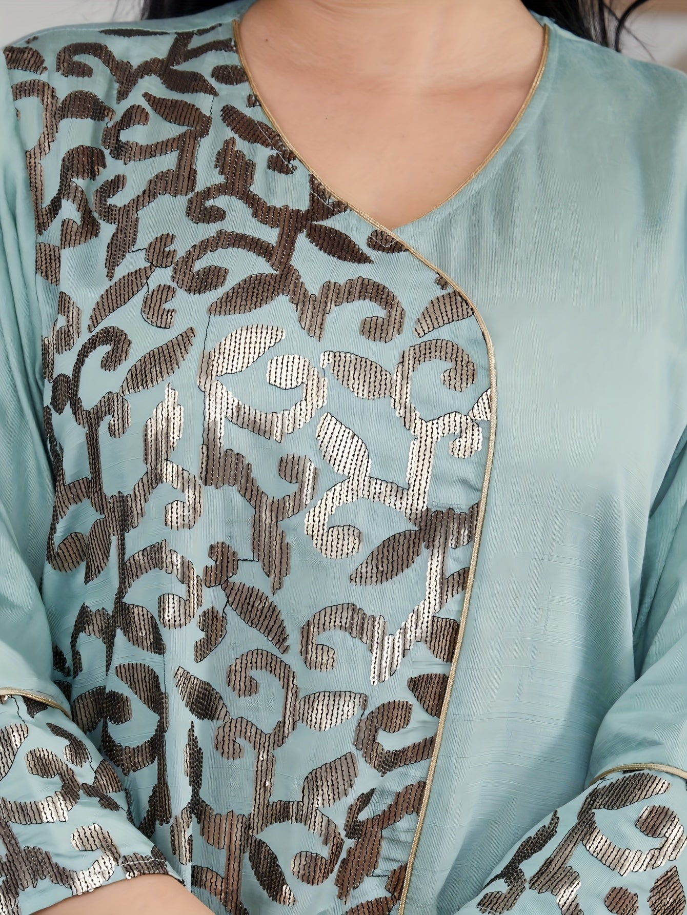 Oriental Elegant JALABIAV Dress with Asymmetrical Splice Design