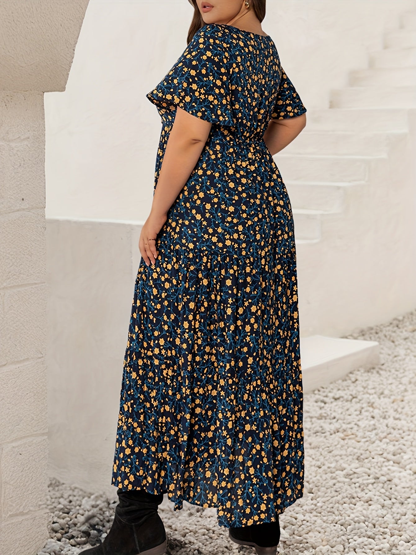 Women's Maxi Dress | French Square Neck, Adjustable Tie-Front