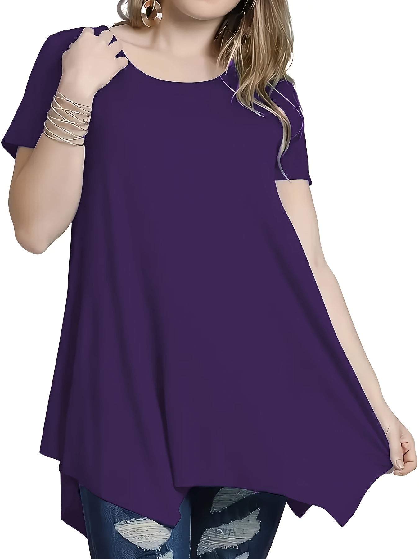Women's Plus Size Elegant Short Sleeve T-Shirt