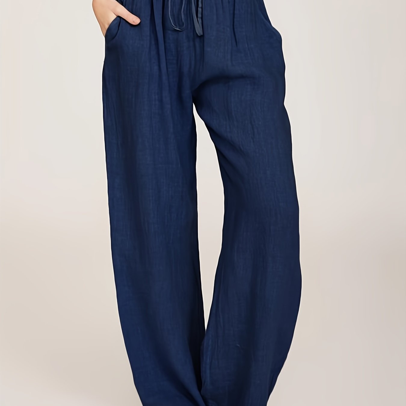 Drawstring Wide Leg Solid Loose Palazzo Pants