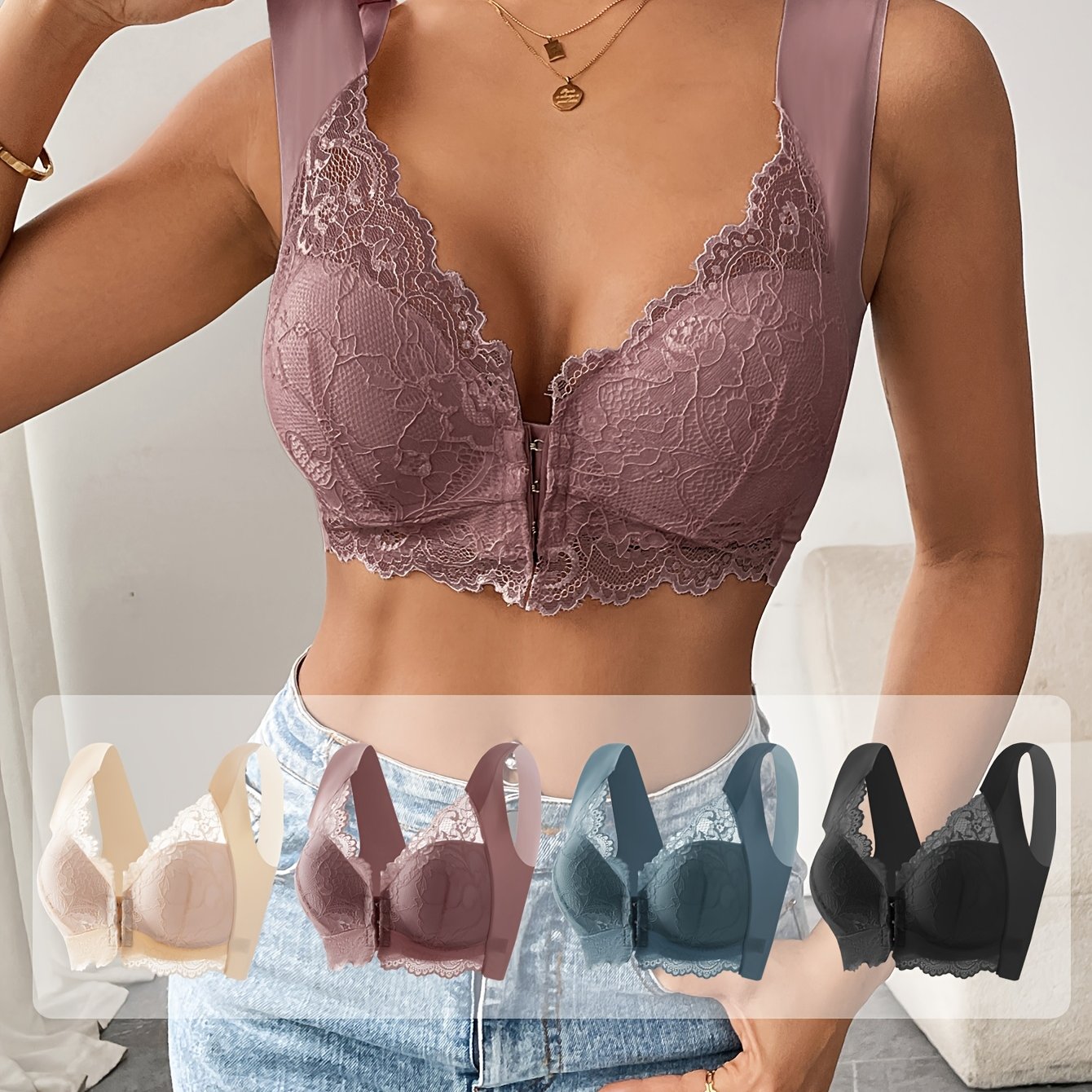 4pcs Soft and Comfortable Front Buckle Bras