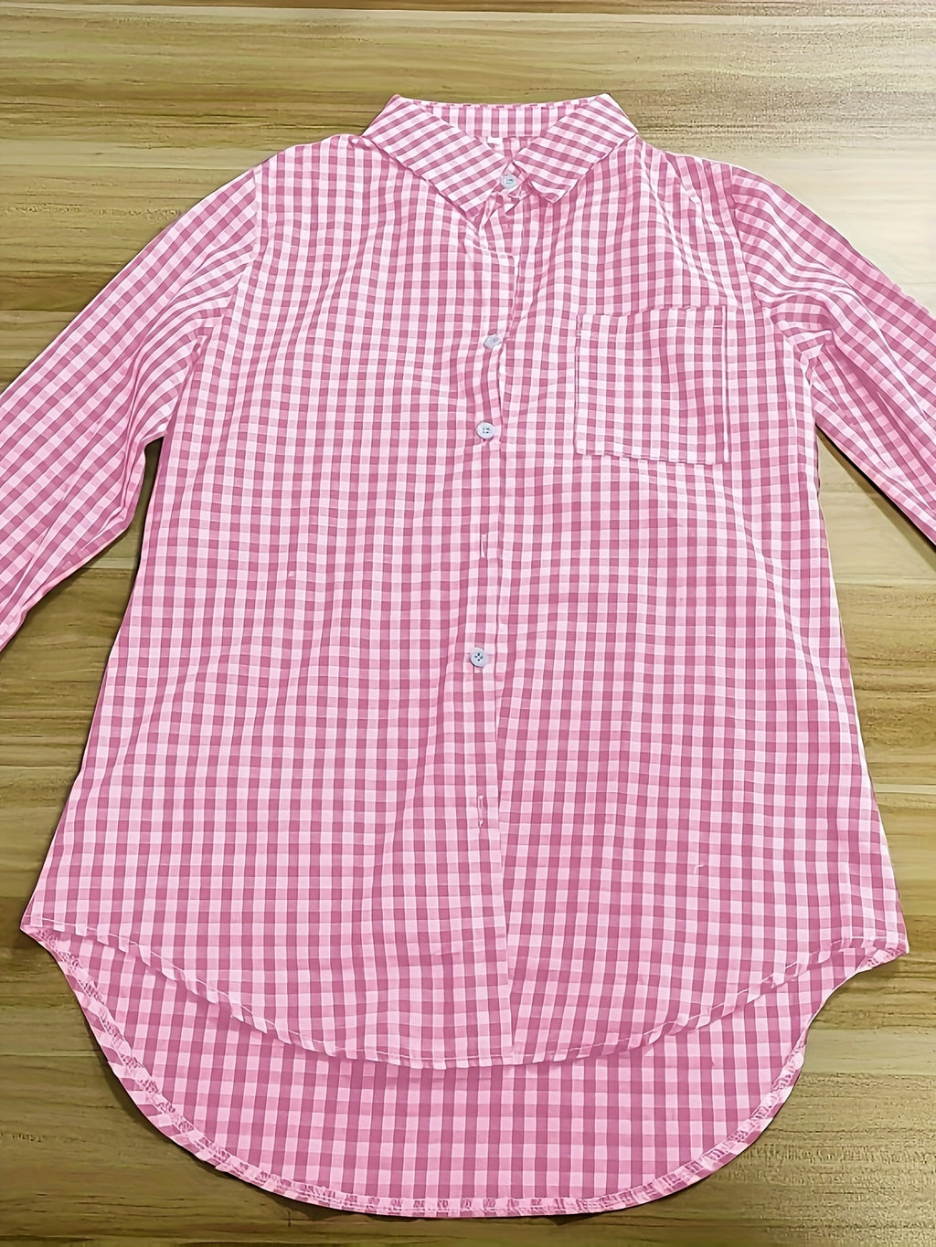 Women's Casual Long Sleeve Gingham Check Shirt