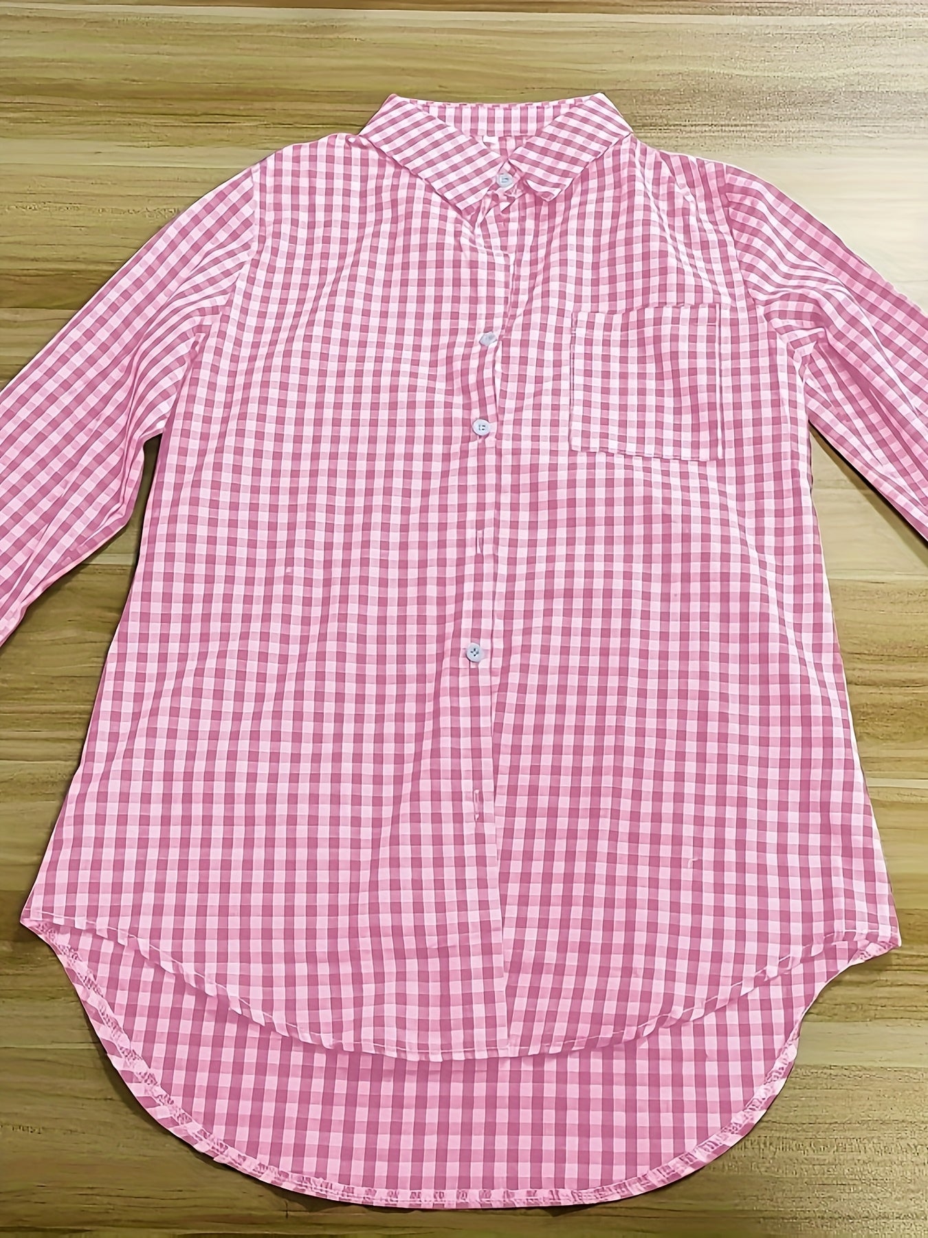 Women's Casual Long Sleeve Gingham Check Shirt