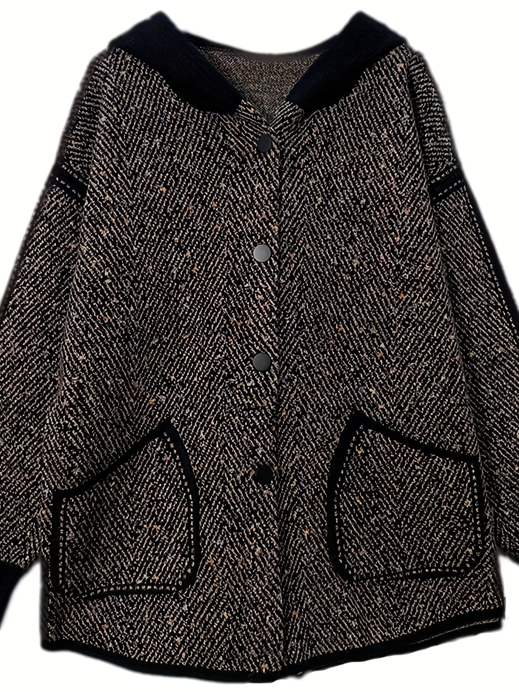 Polyester Casual Hooded Long Sleeve Regular Length Loose Fit Single Breasted Button