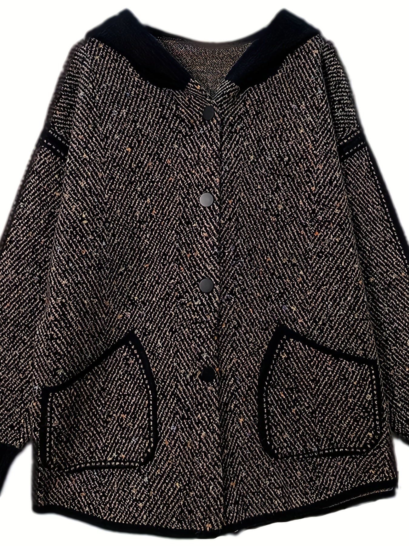 Polyester Casual Hooded Long Sleeve Regular Length Loose Fit Single Breasted Button