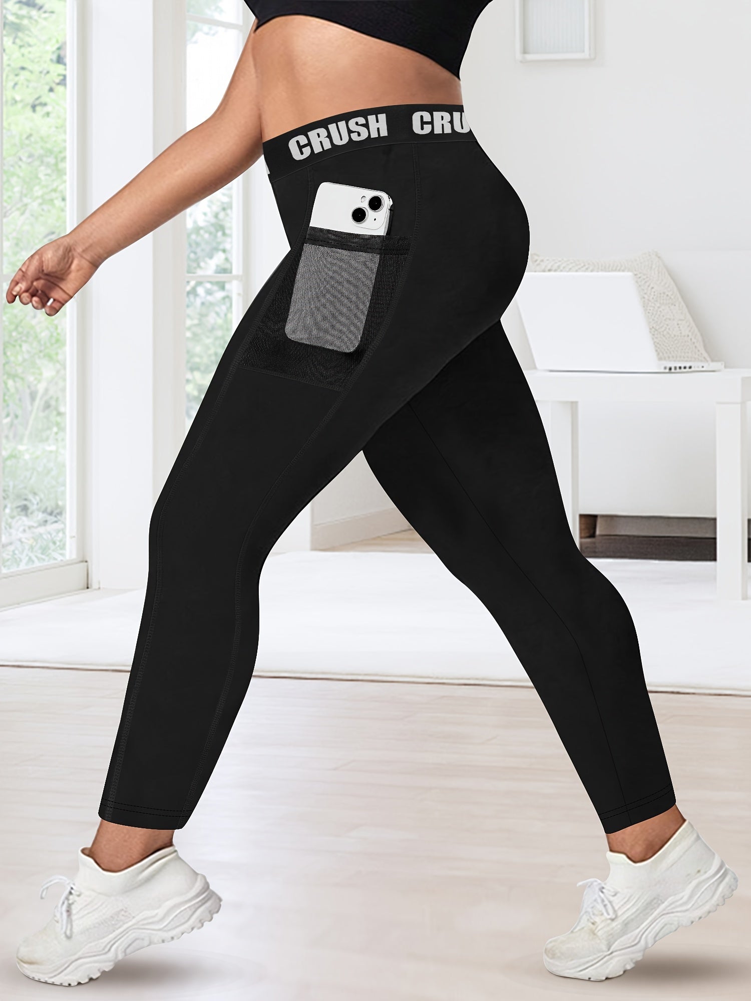 Plus Size Letters And Wide Elastic Bands Leggings