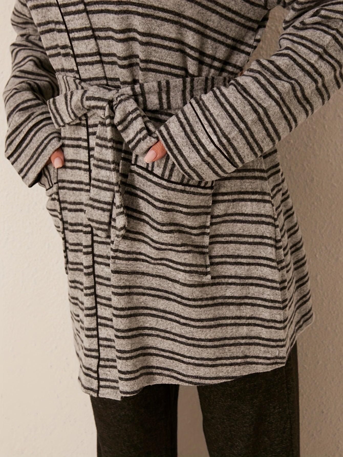 Women's 3pcs Winter Bathrobe Robe & Pants Suit Set