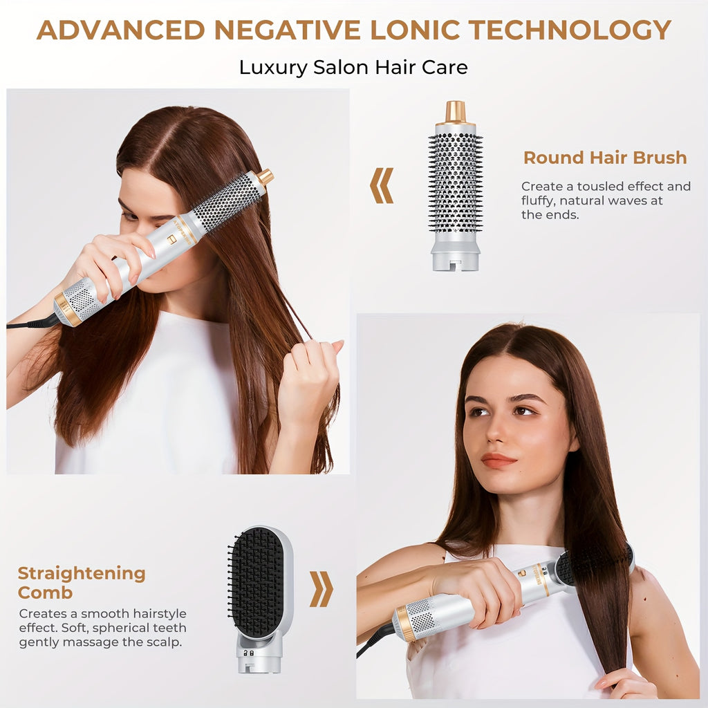 5in 1 Hot Air Brush Hair Styler Detachable Straightener Comb Curler