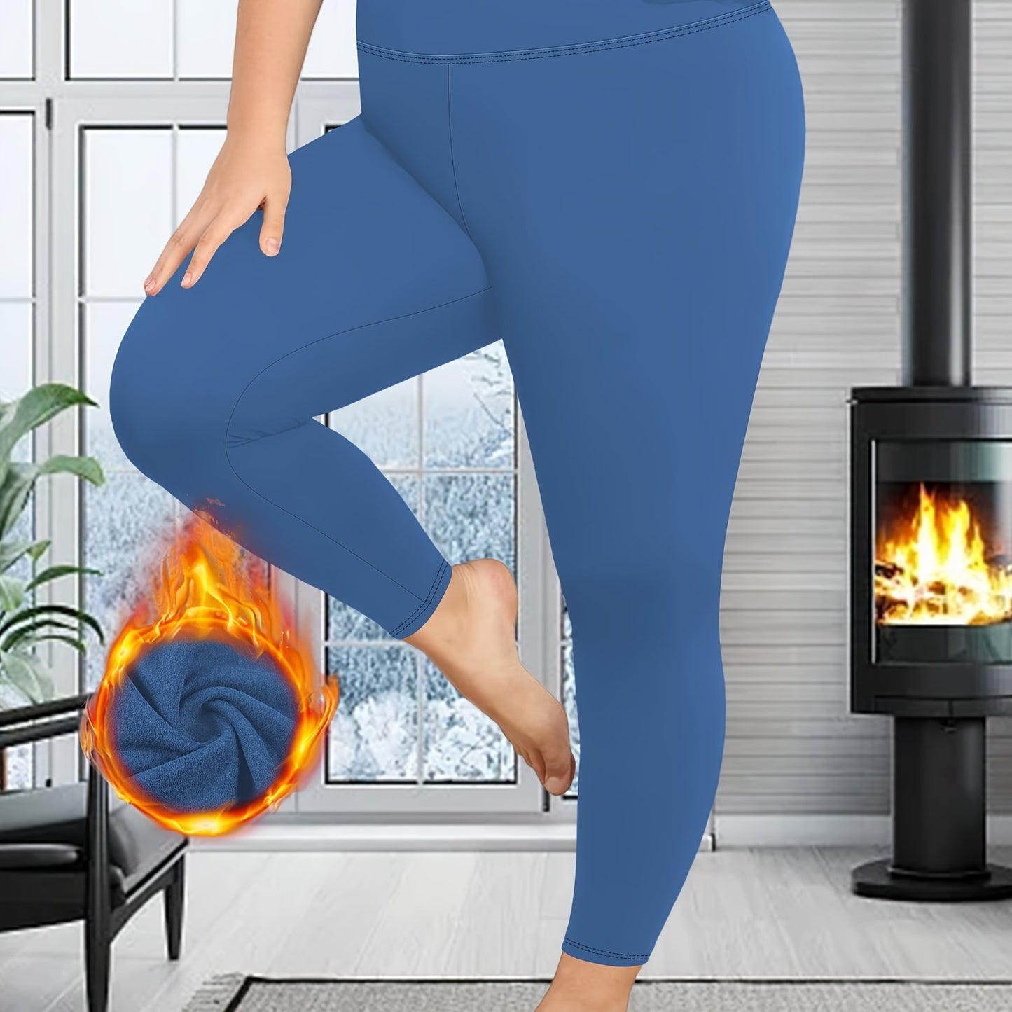 Cozy Plus Size Solid Leggings - Soft, High Waist, Thick, Stretchy