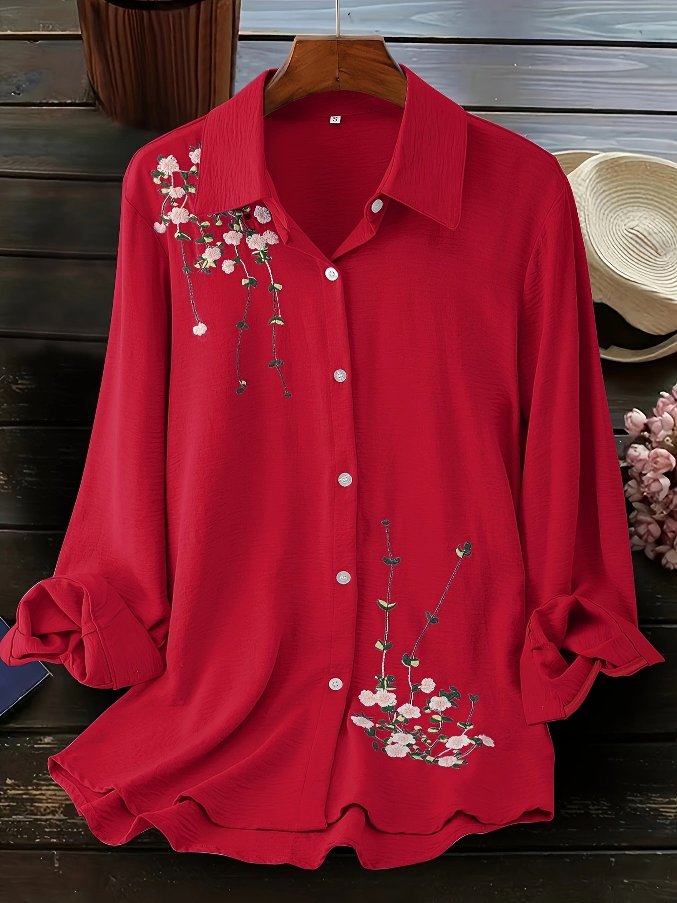Large Size Women's Fashion Embroidered Blouse