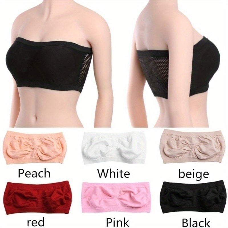 Semi-Sheer Polyester Comfortable & Soft Stretch Strapless Bandeau Bra