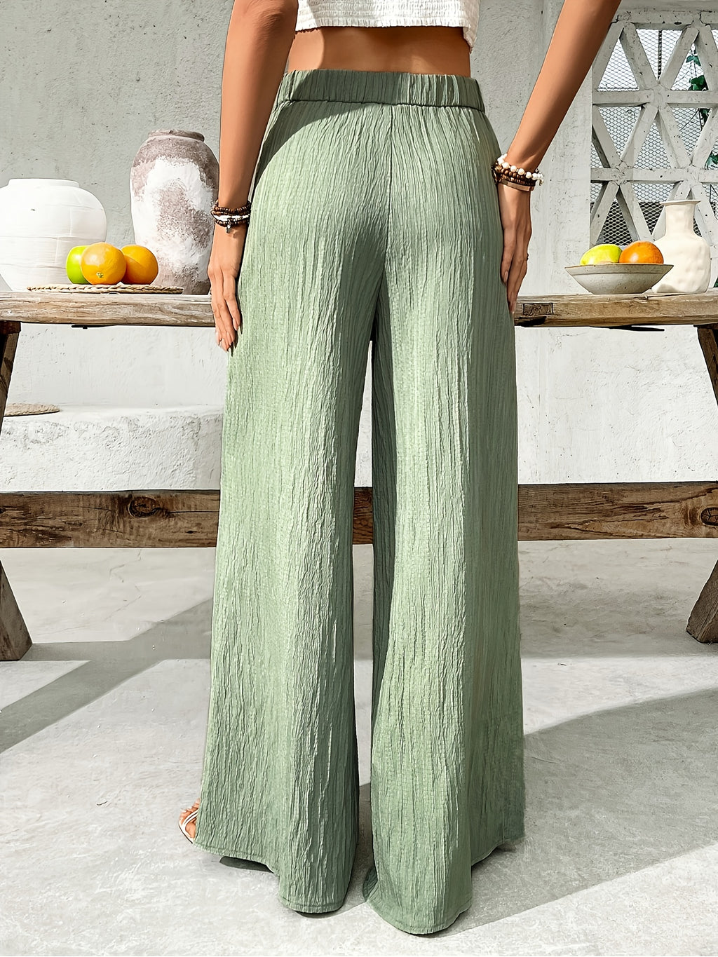 Elastic Waist Loose Fit Casual Trousers for Women