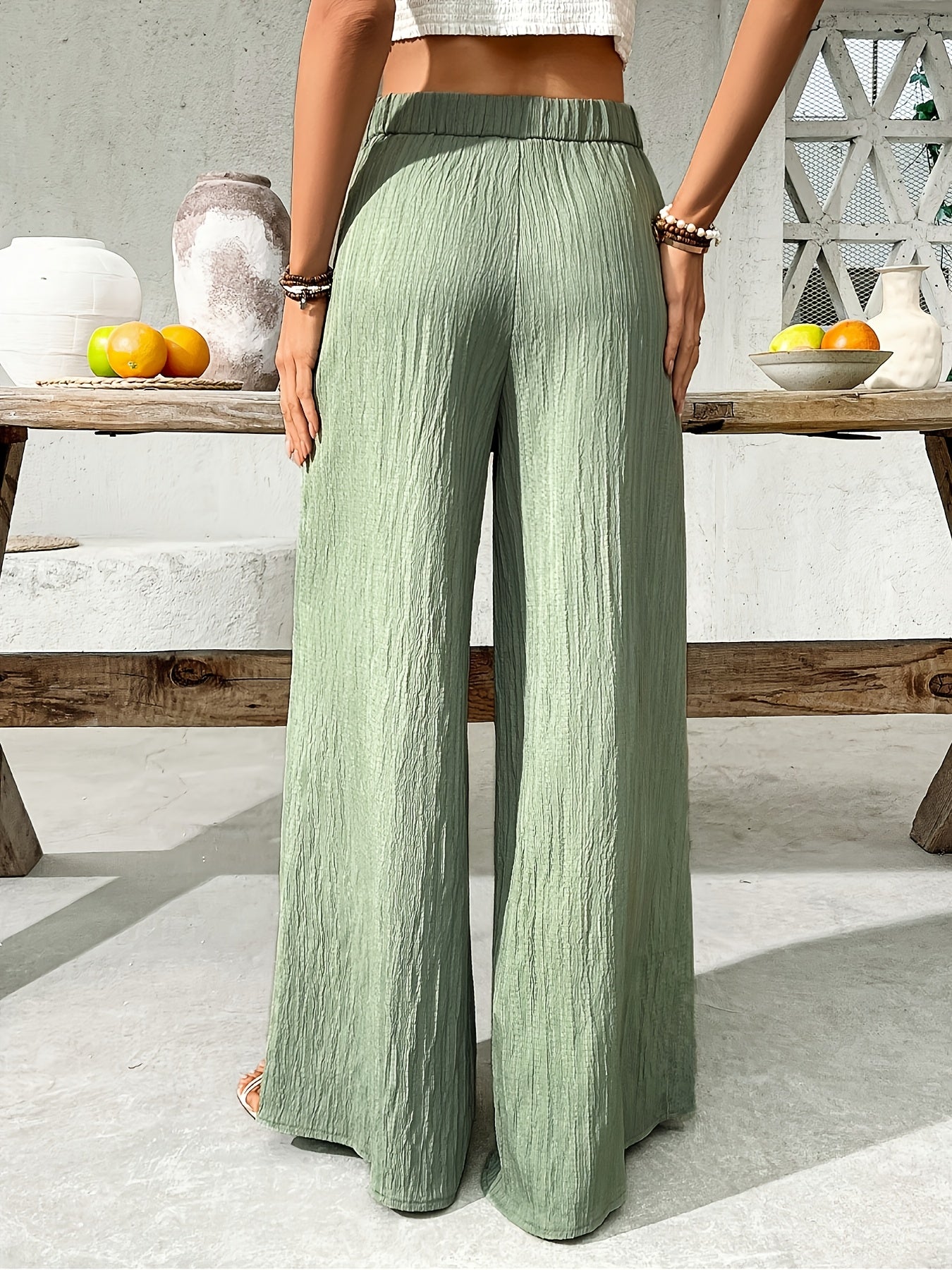 Elastic Waist Loose Fit Casual Trousers for Women