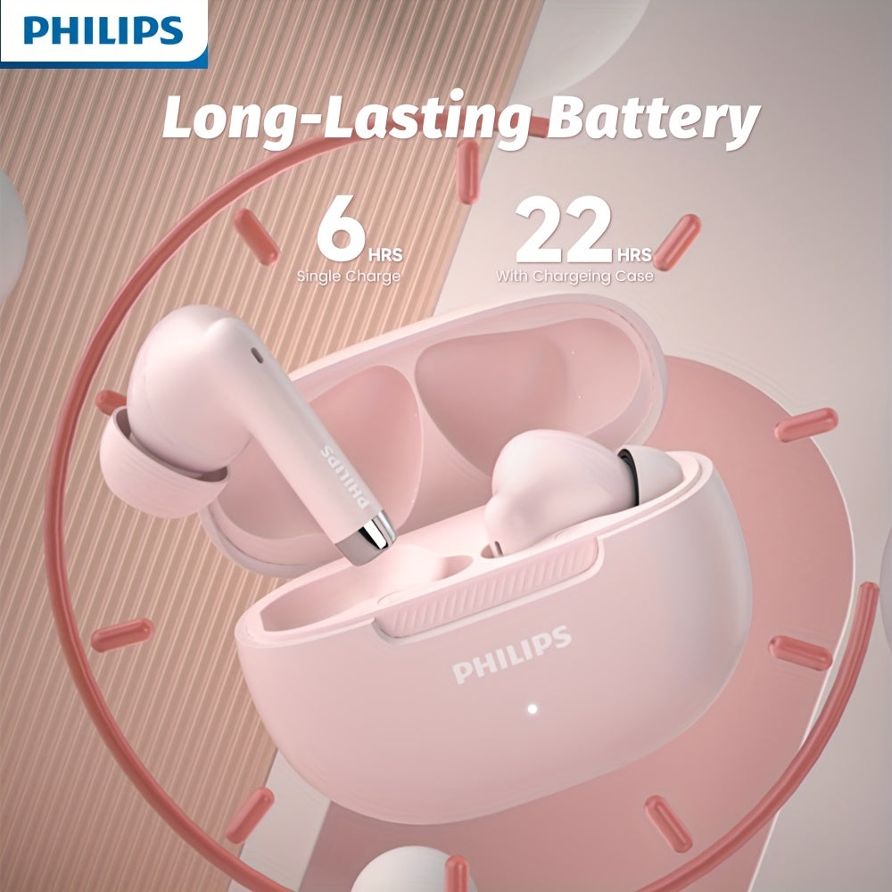 PHILIPS TAT2020 Earbuds Super endurance Headphones, Smooth curve border, Sophisticated and trendy, 320mAh Charging case