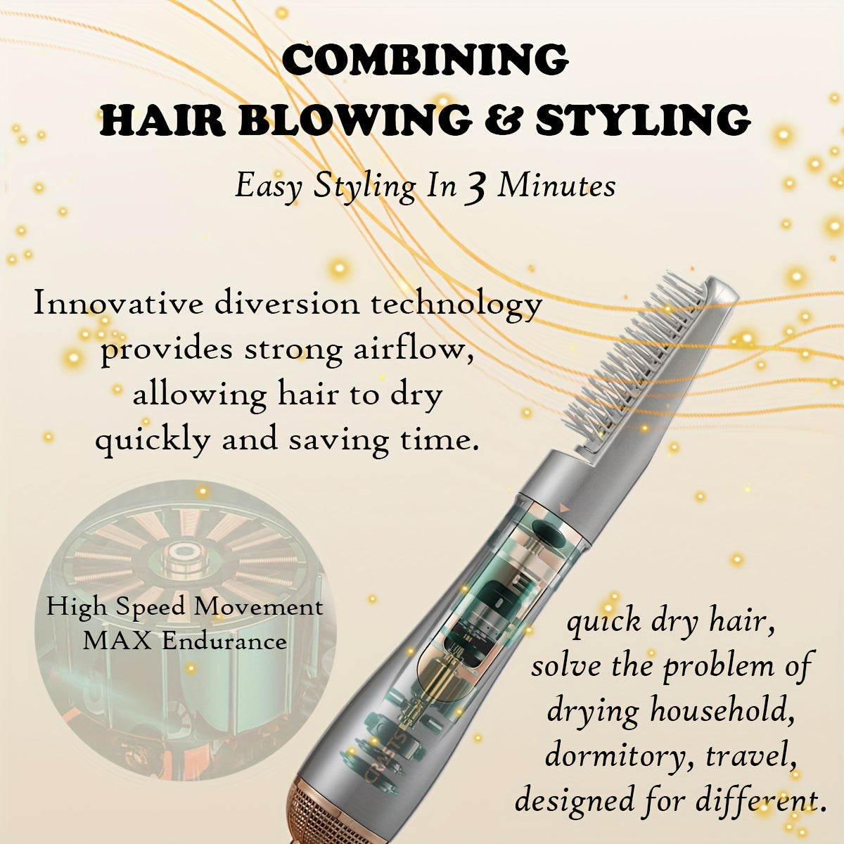 Electric Hair Dryer Brush 2-in-1 Dual-use Hair Straight Curling