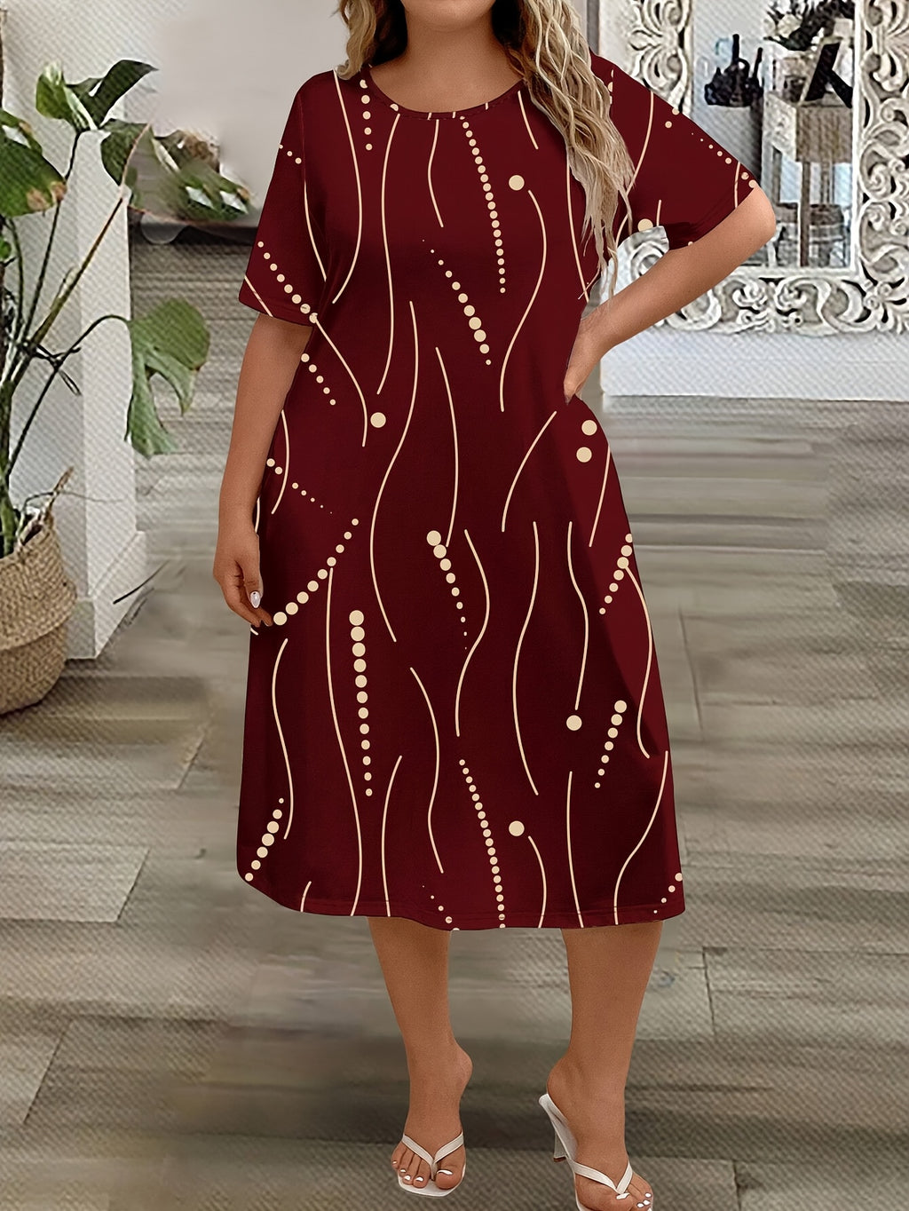 Women's Plus Size Casual Midi Dress