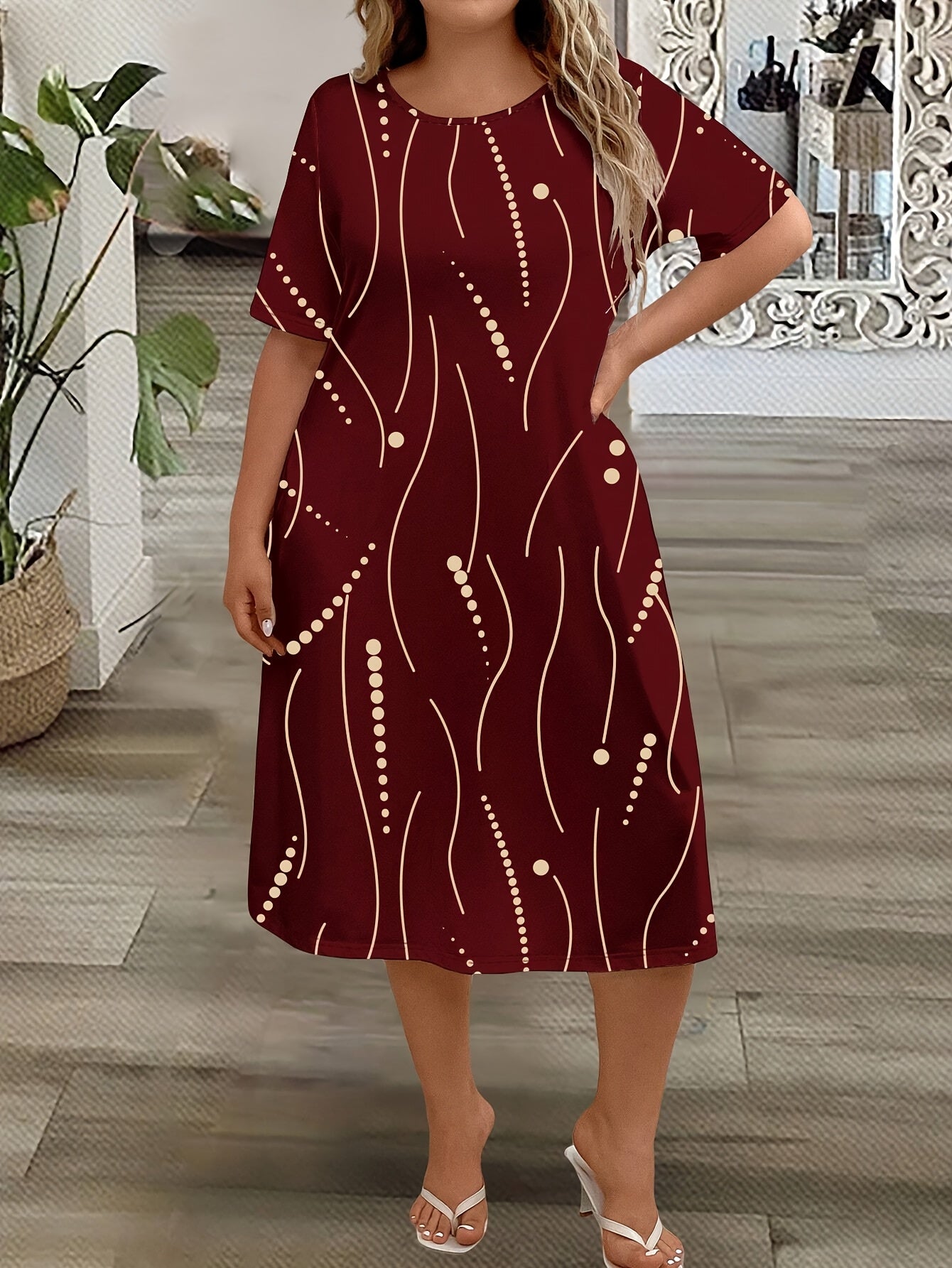 Women's Plus Size Casual Midi Dress