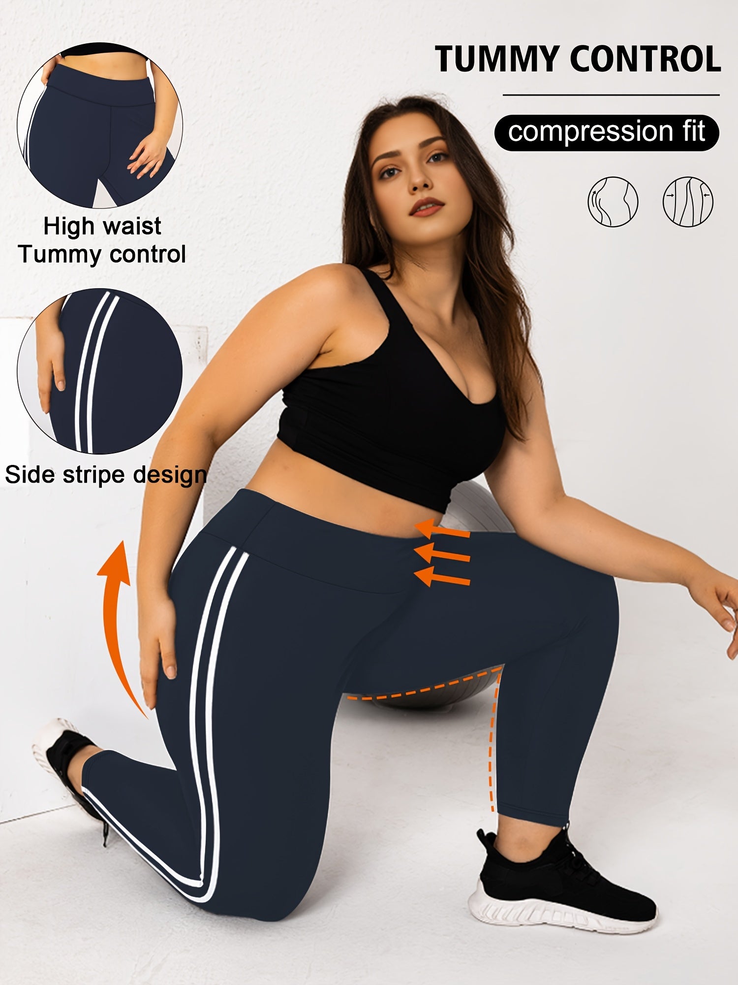 3-Pack Plus Size High-Waisted Tight-Fit Leggings